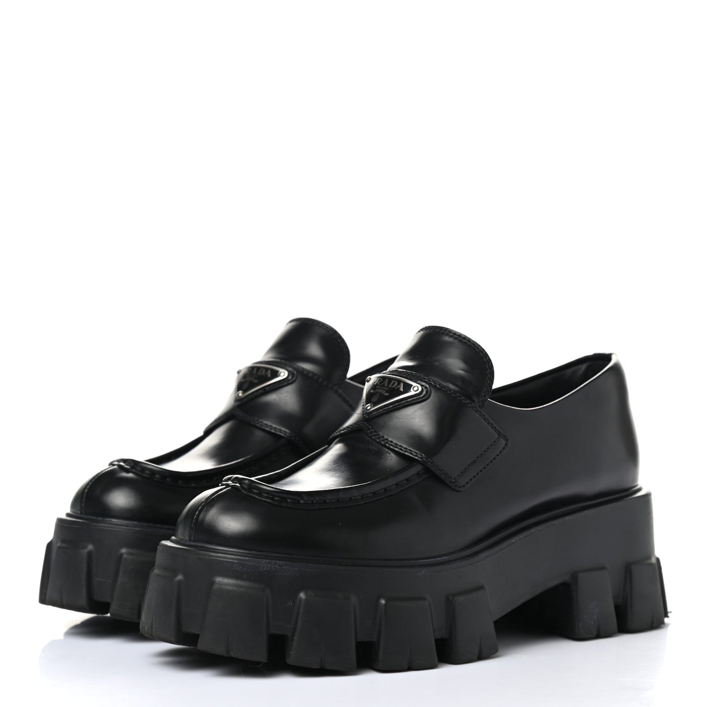 Spazzolato Rois Metal Triangle Logo Monolith 55mm Loafers 37 Black