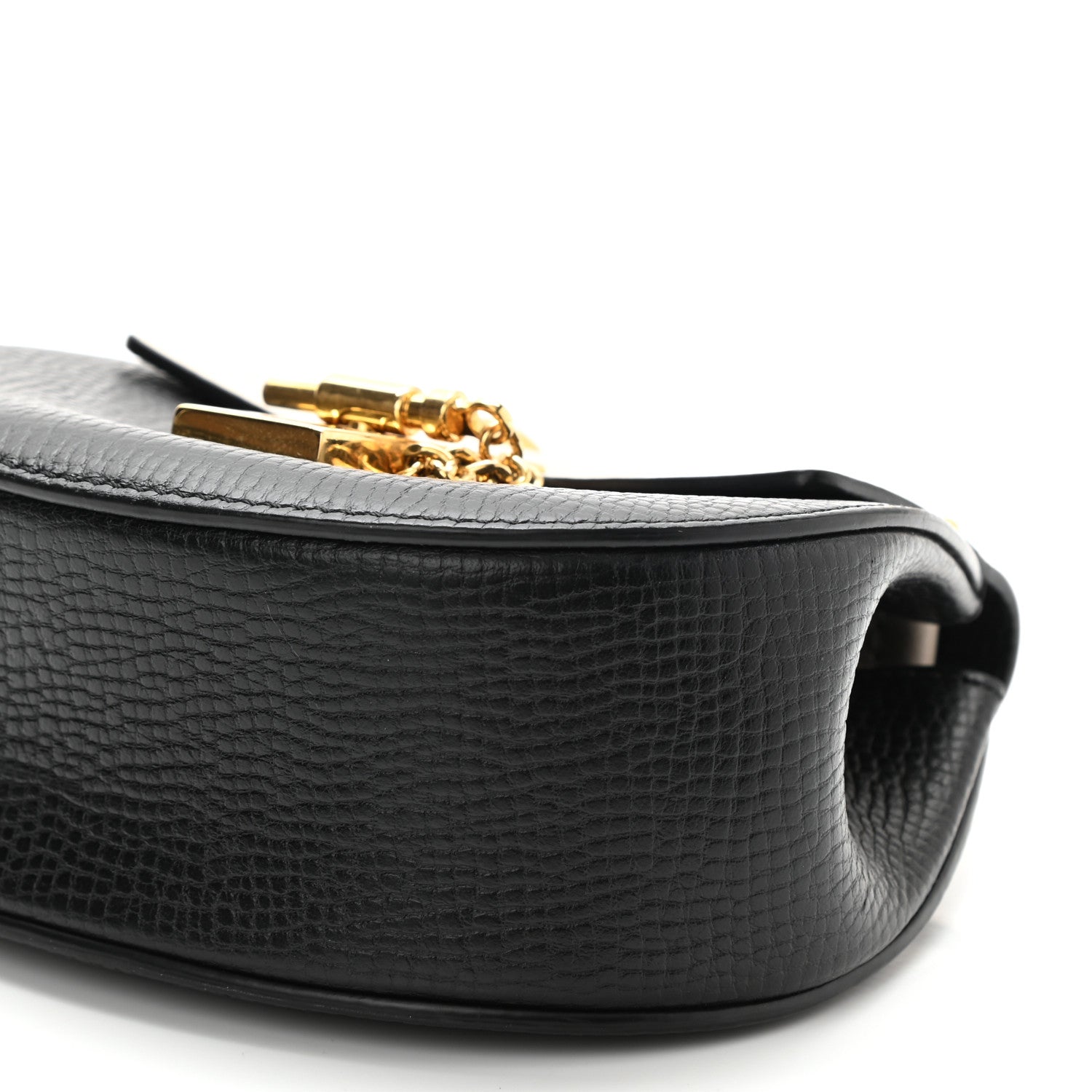 Chloe Grained Calfskin Lambskin Mini Bi-Color Drew Shoulder Bag Black Powder Beige 8 of 8