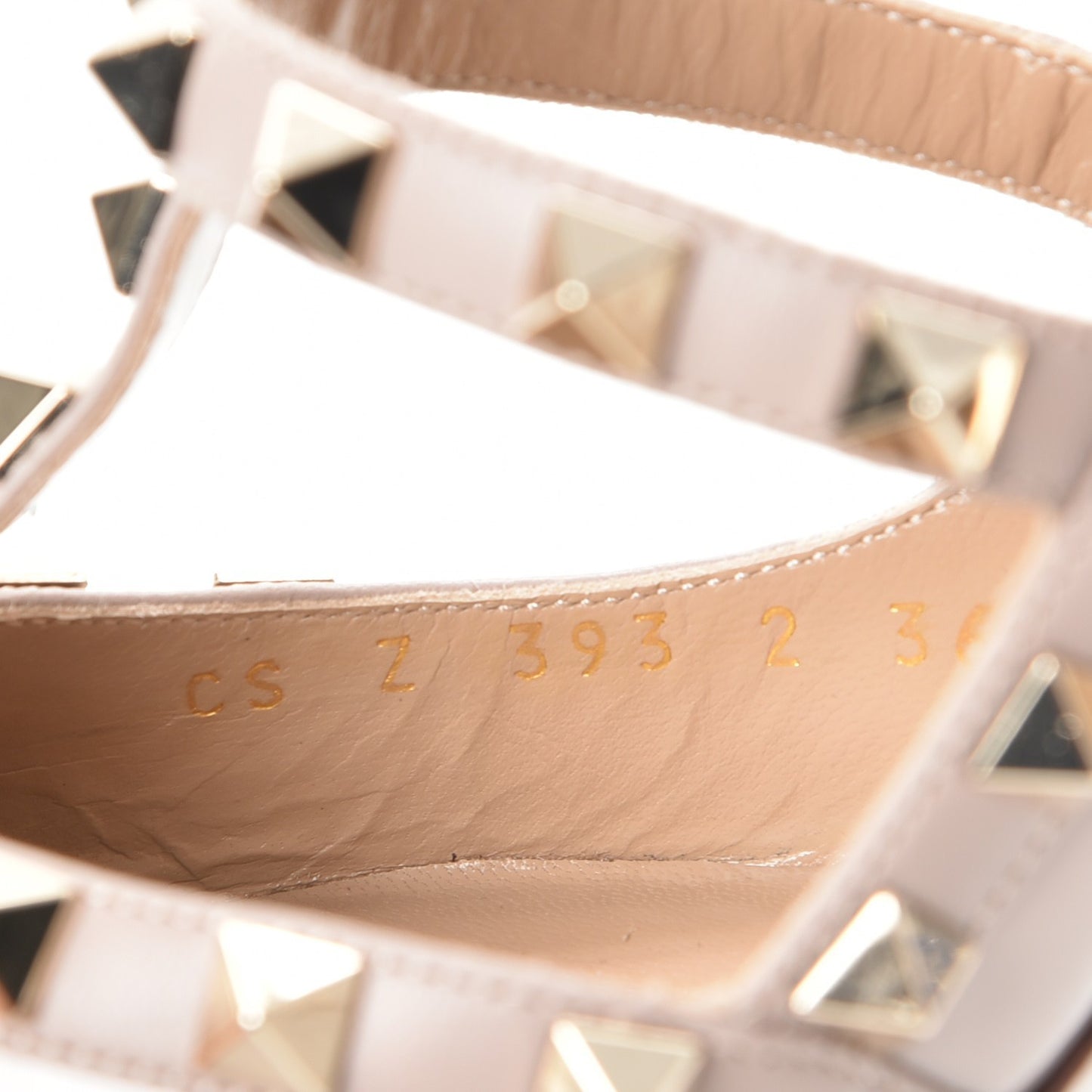 Patent Nappa Rockstud Ankle Strap 100mm Pumps 36.5 Poudre