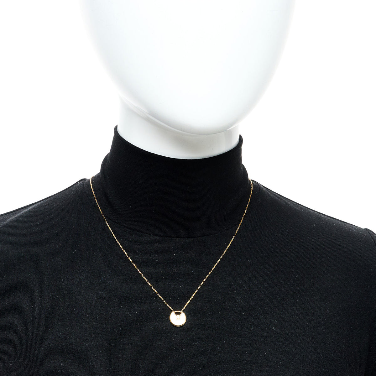 18K Yellow Gold Diamond Mother of Pearl XS Amulette de Cartier Pendant Necklace