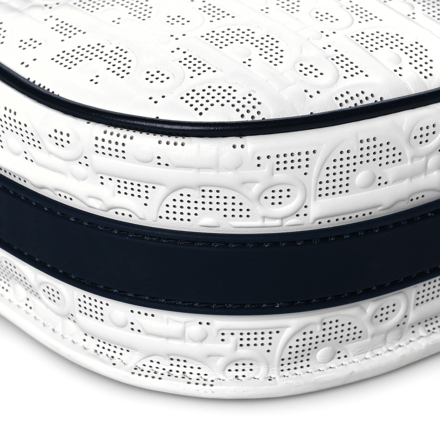 Christian Dior Calfskin Perforated Oblique Medium Bobby Flap White Blue 9 of 12