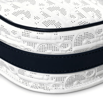 Christian Dior Calfskin Perforated Oblique Medium Bobby Flap White Blue 9 of 12