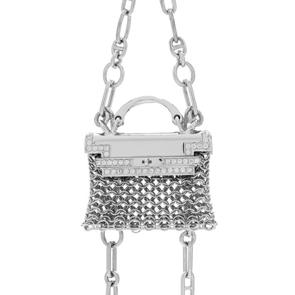 Hermes 18K White Gold Diamond Precieux Kelly Long Necklace 4 of 7