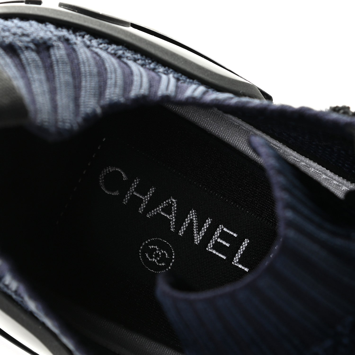 Chanel Fabric Logo Sneakers 37 Navy Black 8 of 9
