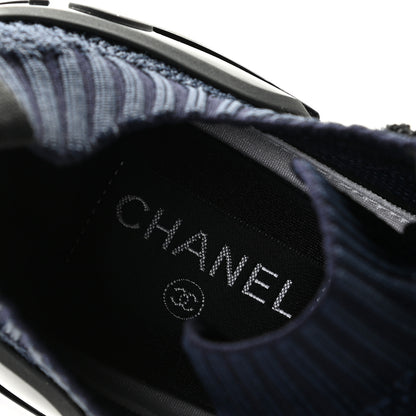 Chanel Fabric Logo Sneakers 37 Navy Black 8 of 9