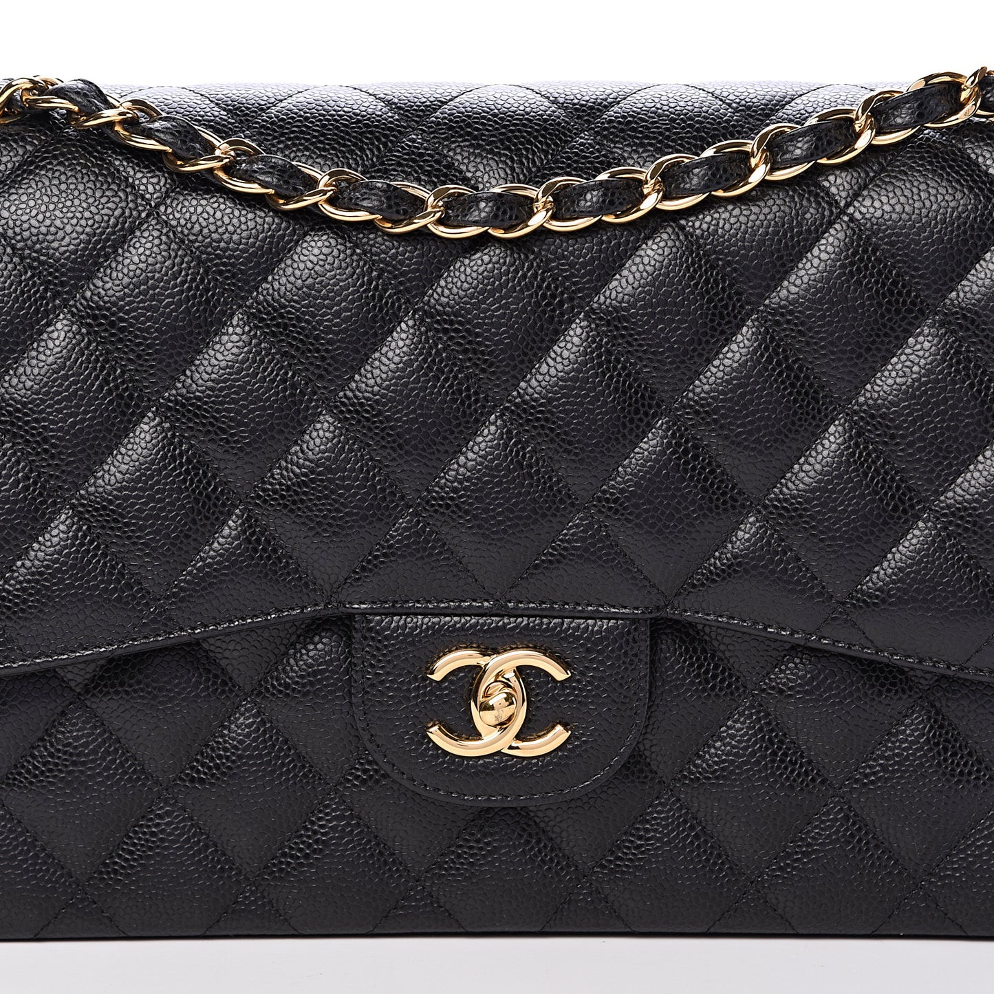 Caviar Quilted Jumbo Double Flap Black