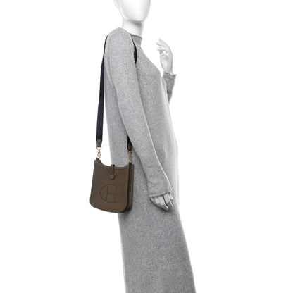 Hermes Taurillon Clemence Amazone Evelyne TPM Etoupe Bleu Indigo 2 of 11
