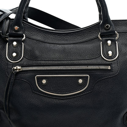 Balenciaga Chevre Silver Metallic Edge Hardware City Bleu Nuit Dark Sea 9 of 12