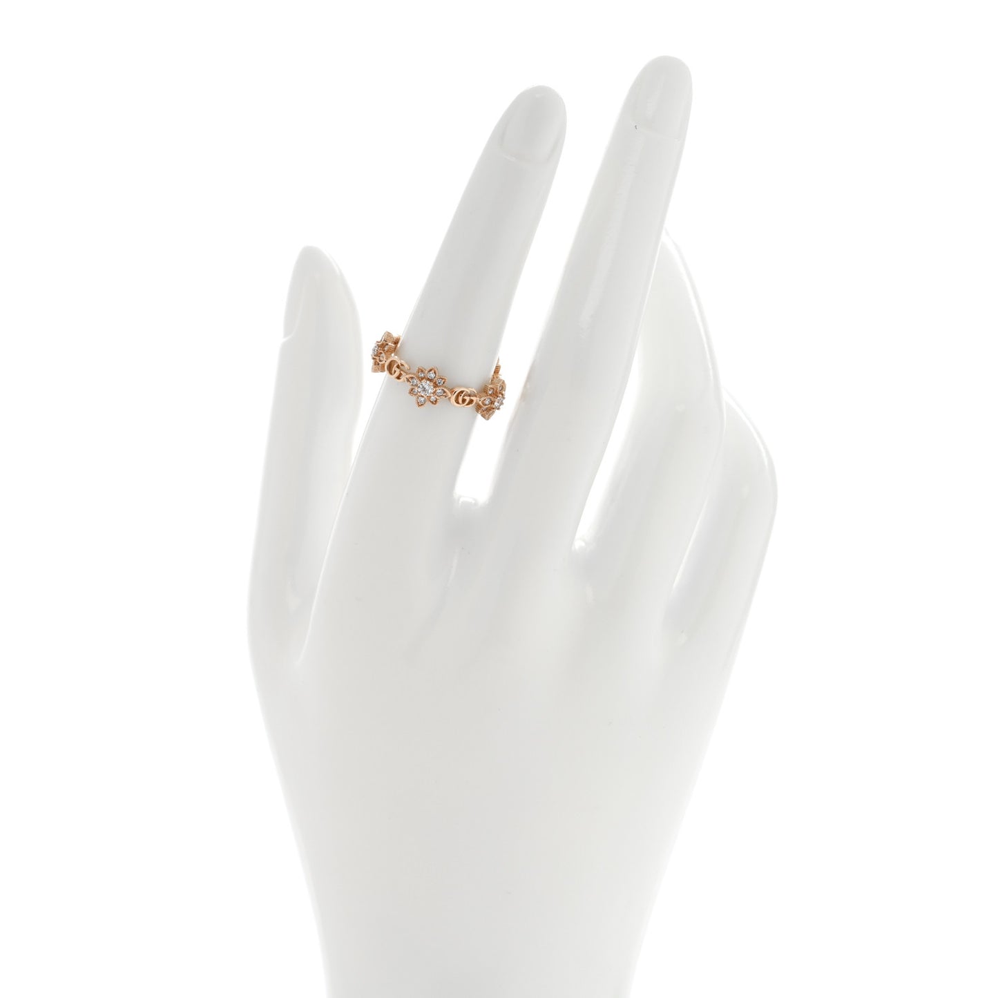 18K Rose Gold Diamond GG Flora Ring 54 7