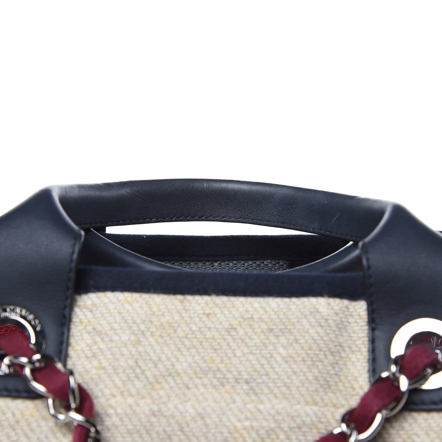 Striped Canvas Medium Deauville Tote Beige