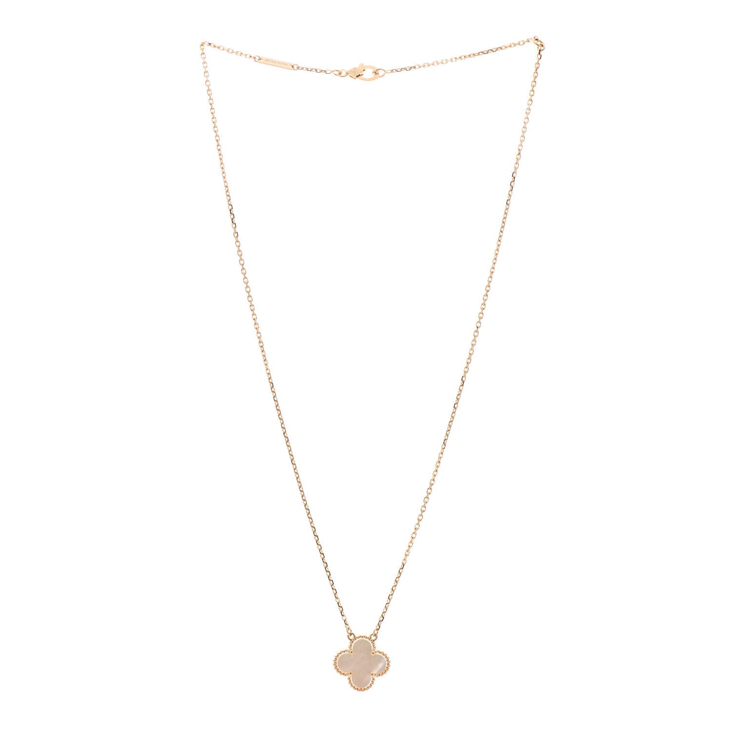 18K Yellow Gold Mother of Pearl Vintage Alhambra Pendant Necklace