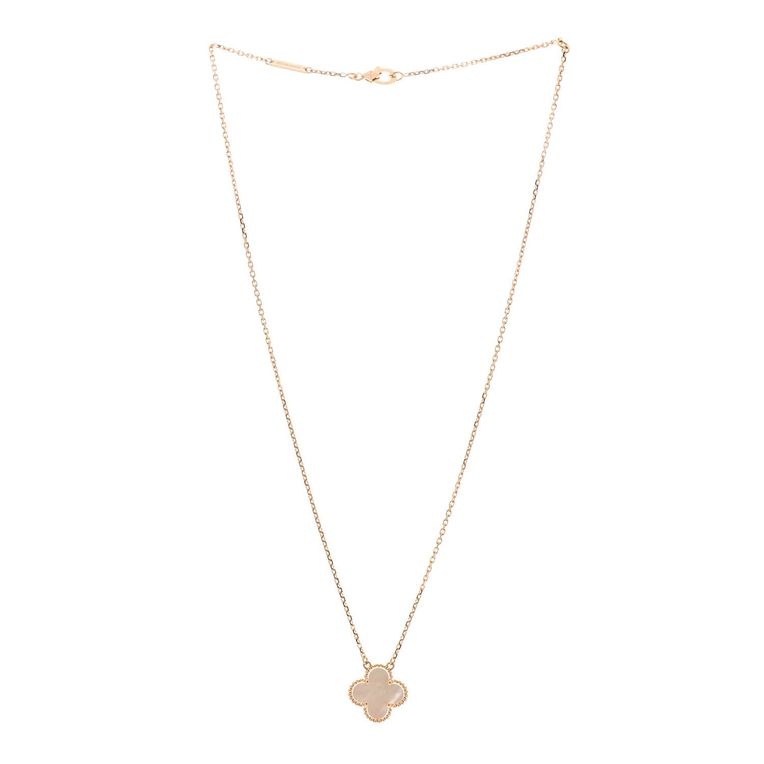 Van Cleef & Arpels 18K Yellow Gold Mother of Pearl Vintage Alhambra Pendant Necklace 2 of 5