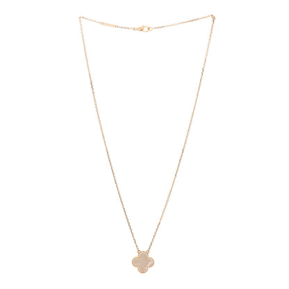 Van Cleef & Arpels 18K Yellow Gold Mother of Pearl Vintage Alhambra Pendant Necklace 2 of 5