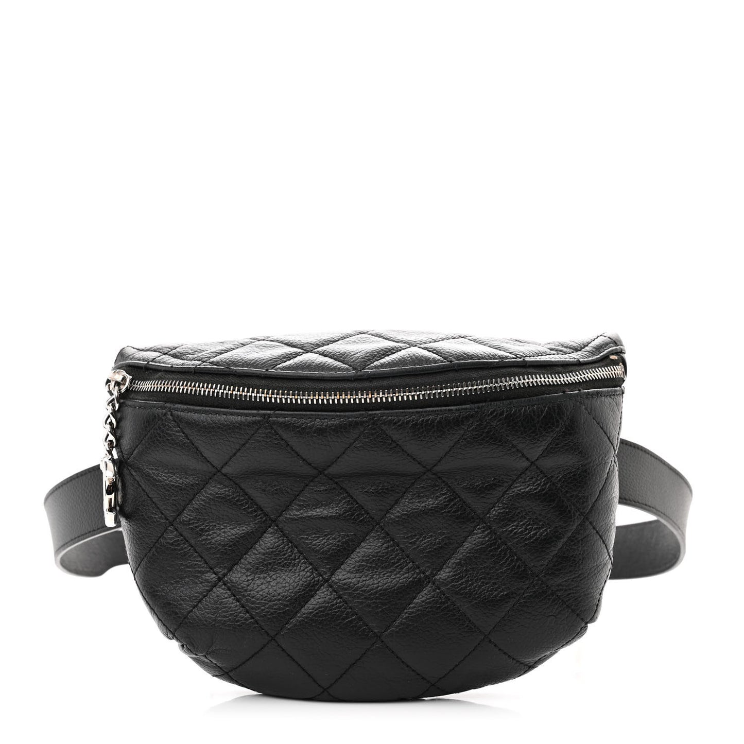 Grained Calfskin Quilted Waist Belt Bag Black