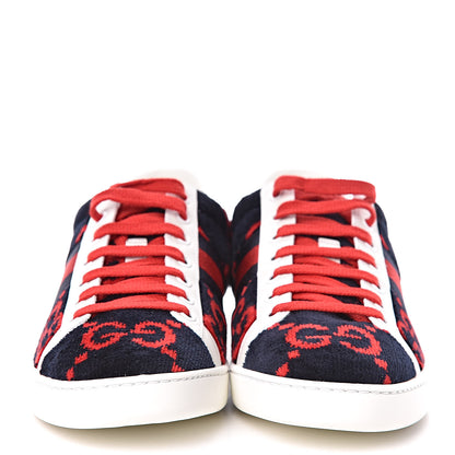Gucci Terry Cloth GG Monogram Web Womens Ace Sneakers 37.5 Blue Red 2 of 9