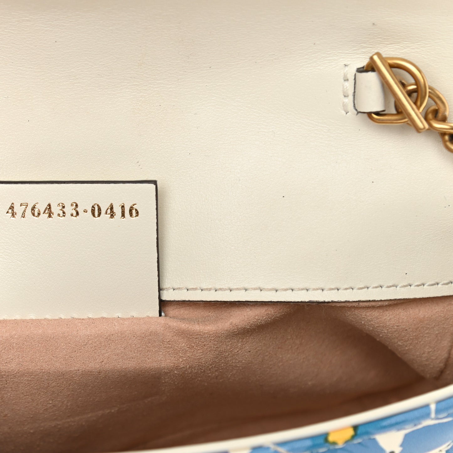 X KEN SCOTT Calfskin Matelasse Floral Print Super Mini GG Marmont Shoulder Bag Ivory Pink