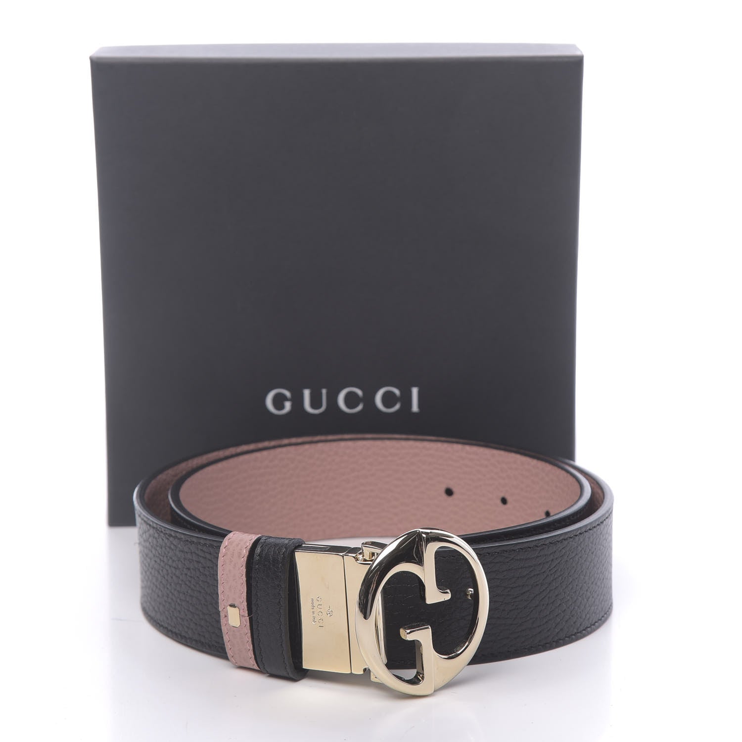 Gucci Calfskin 1973 Reversible Belt 85 34 Black Pink 6 of 6