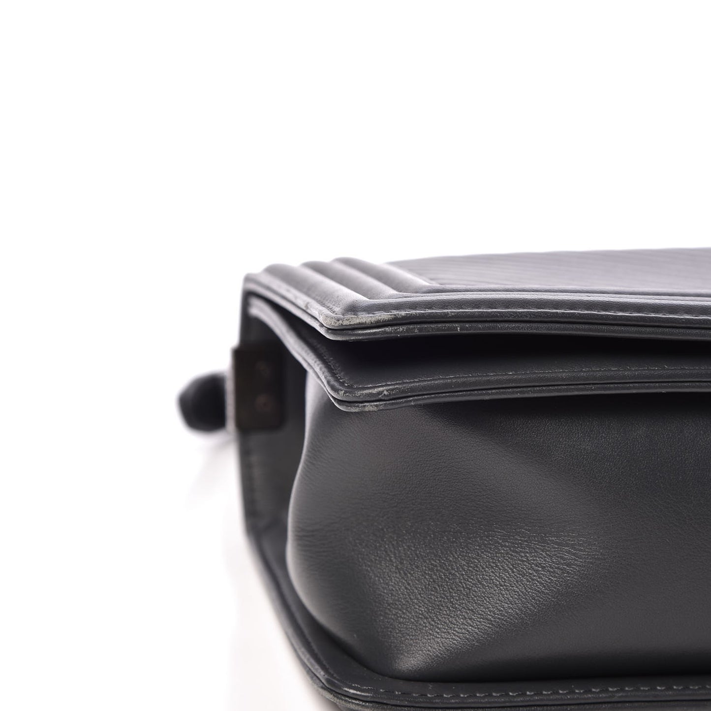 Calfskin Chevron Quilted New Medium Boy Flap Dark Grey