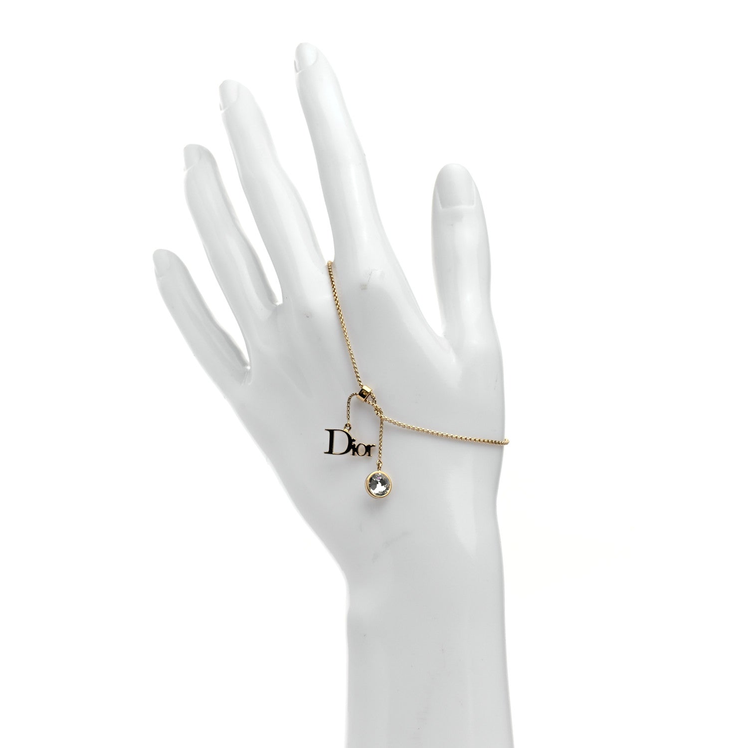 Christian Dior Metal Crystal Logo Bracelet Gold 2 of 5