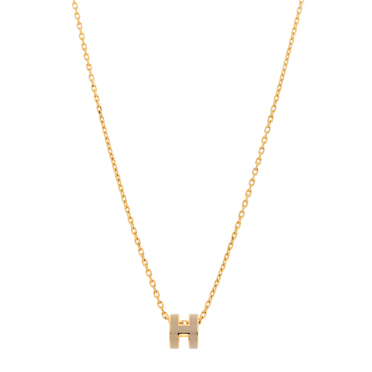 Lacquered Gold Mini Pop H Pendant Necklace Marron Glace