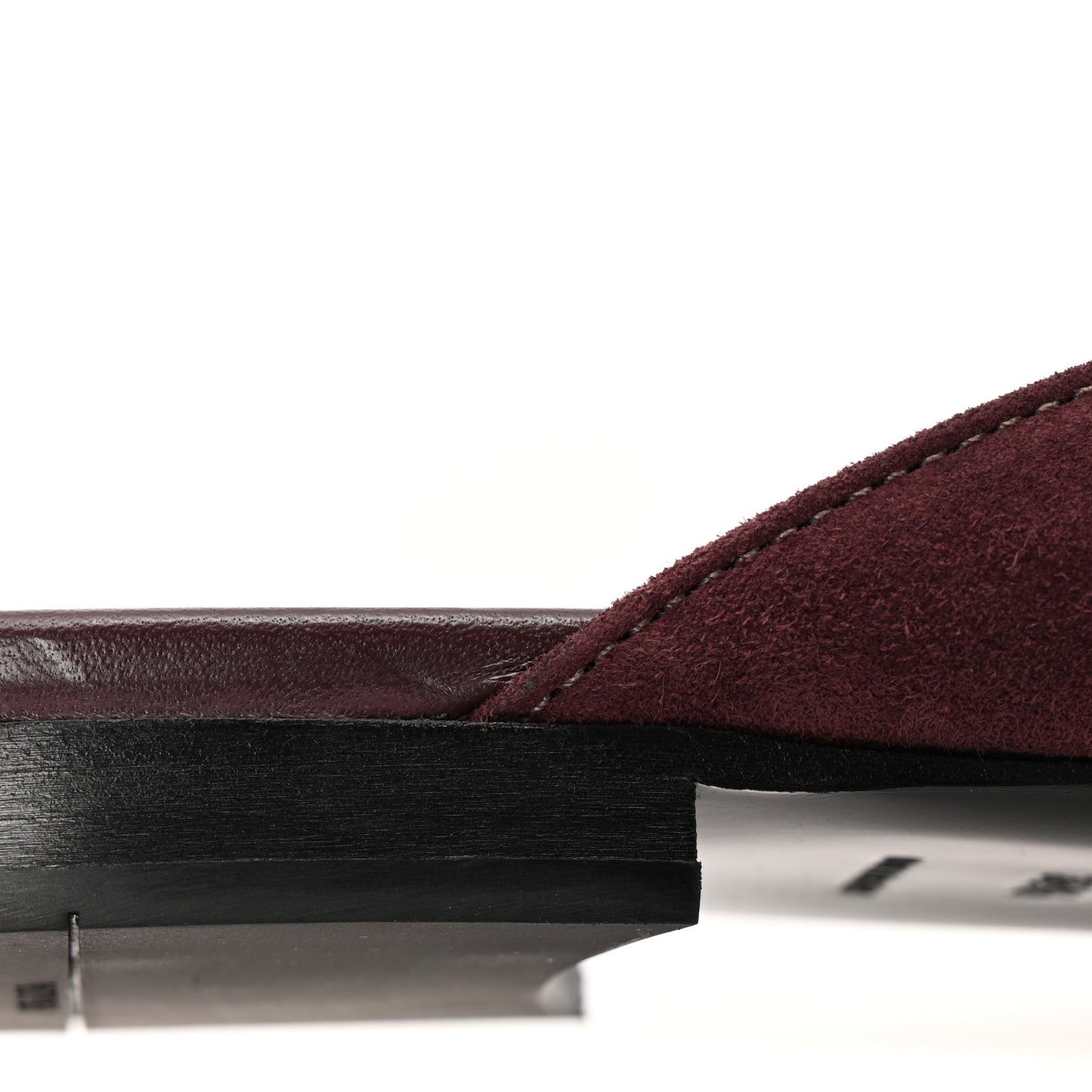 Suede Metal Triangle Logo 10mm Loafer Mules 38.5 Bordeaux