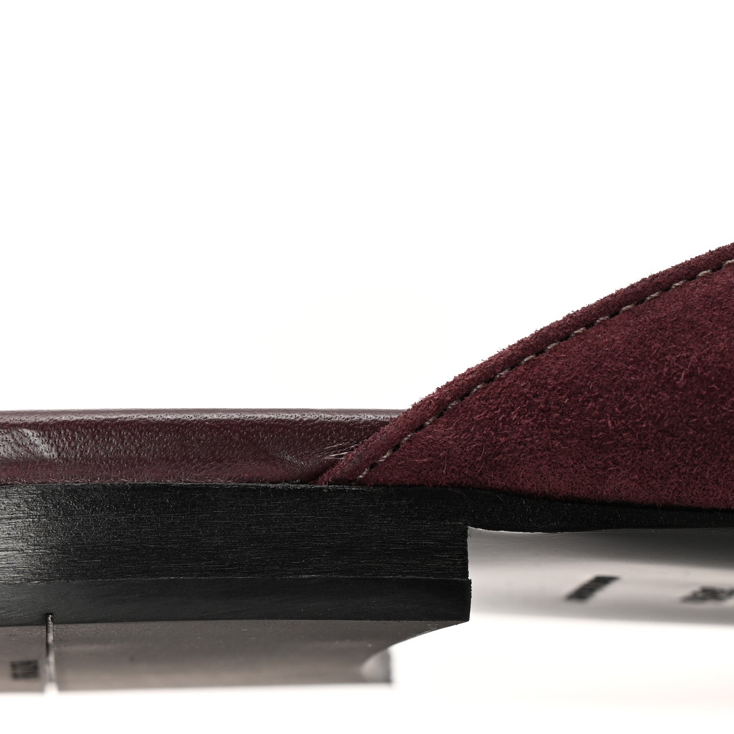 Prada Suede Metal Triangle Logo 10mm Loafer Mules 38.5 Bordeaux 9 of 9