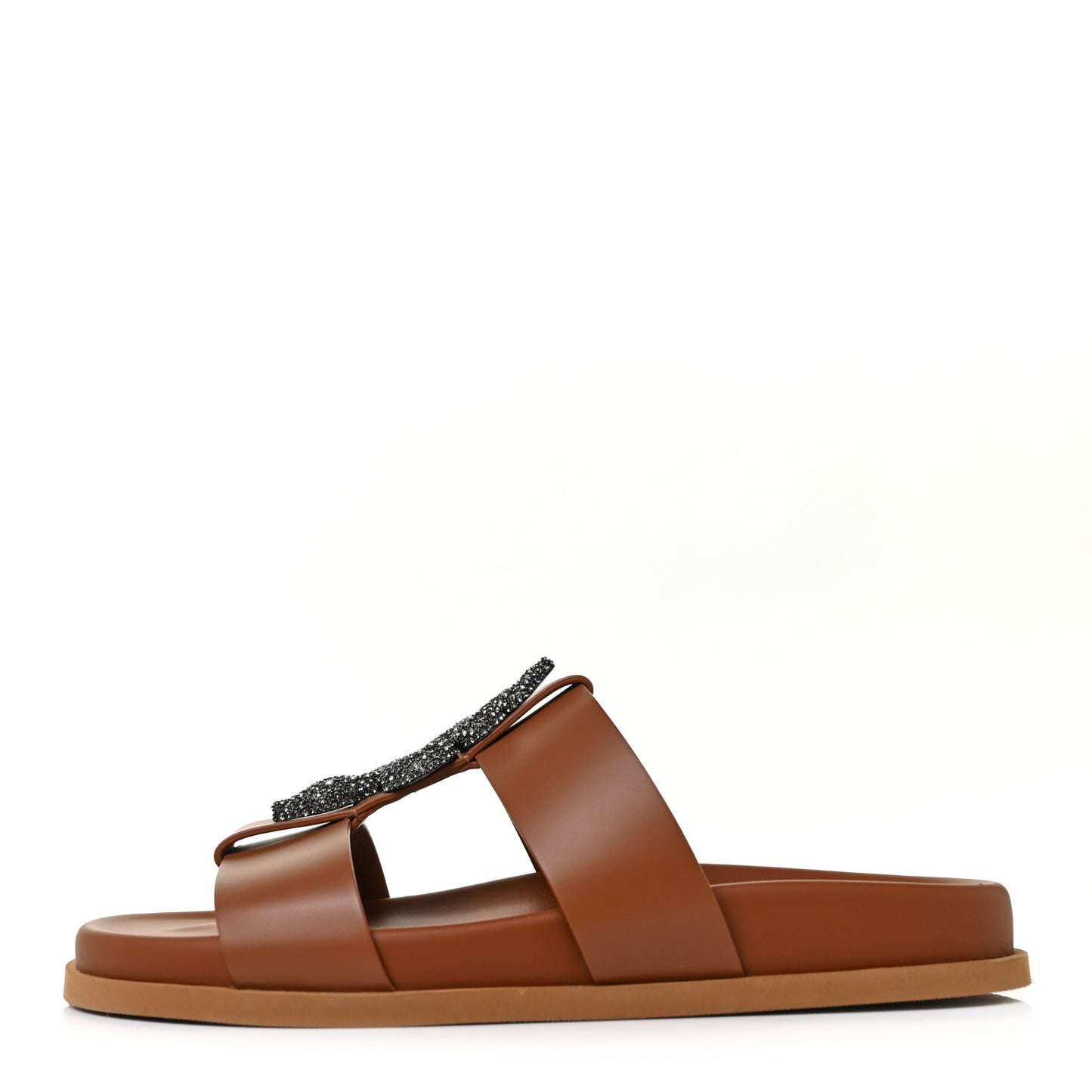 Calfskin Serpent 20mm Slide Sandals 37 Cuoio