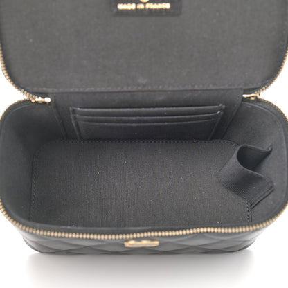 Chanel Lambskin Quilted Small Top Handle Vanity Case With Chain Black 5 of 14