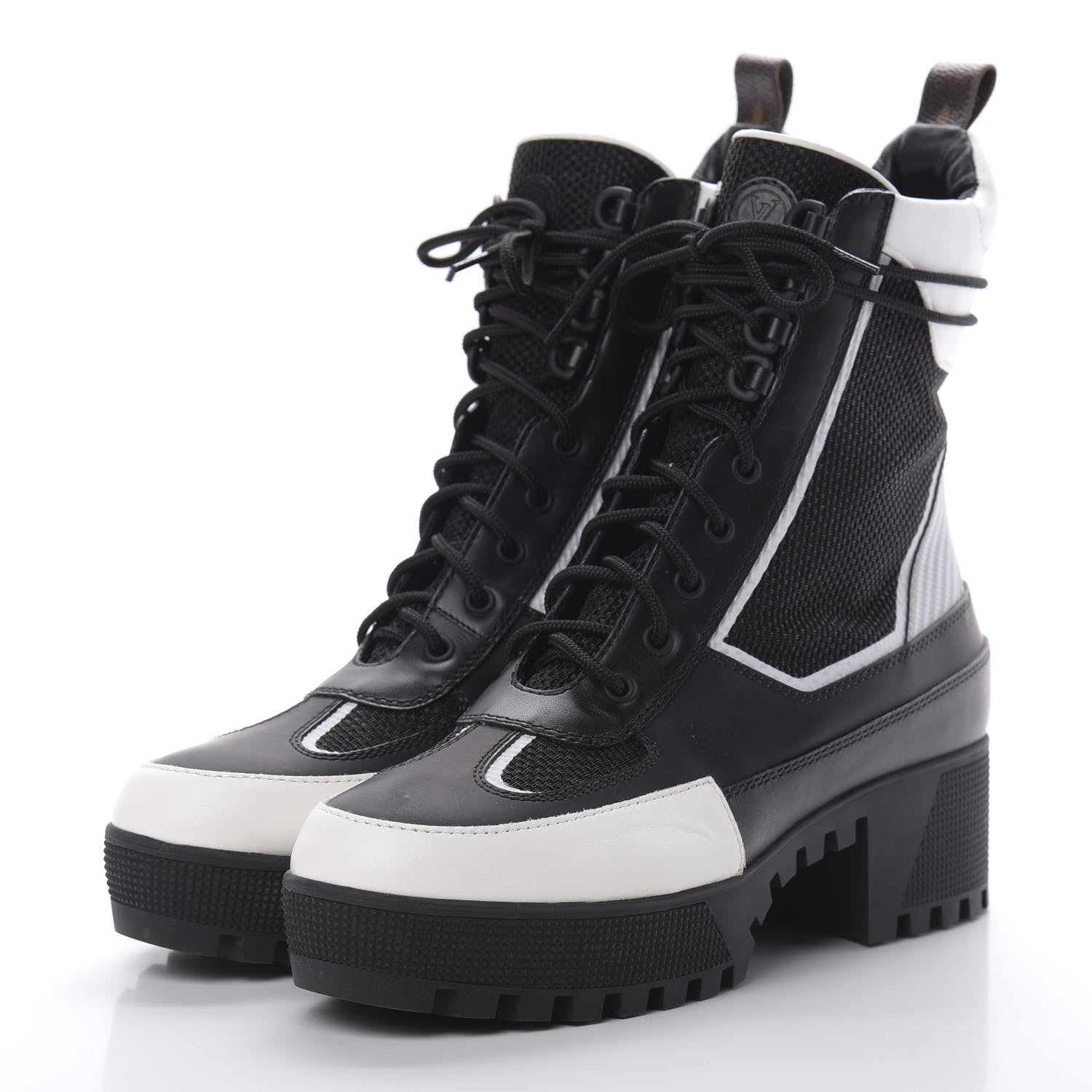 Louis Vuitton Calfskin Technical Nylon Laureate Platform Desert Boot 41 Black White 3 of 6