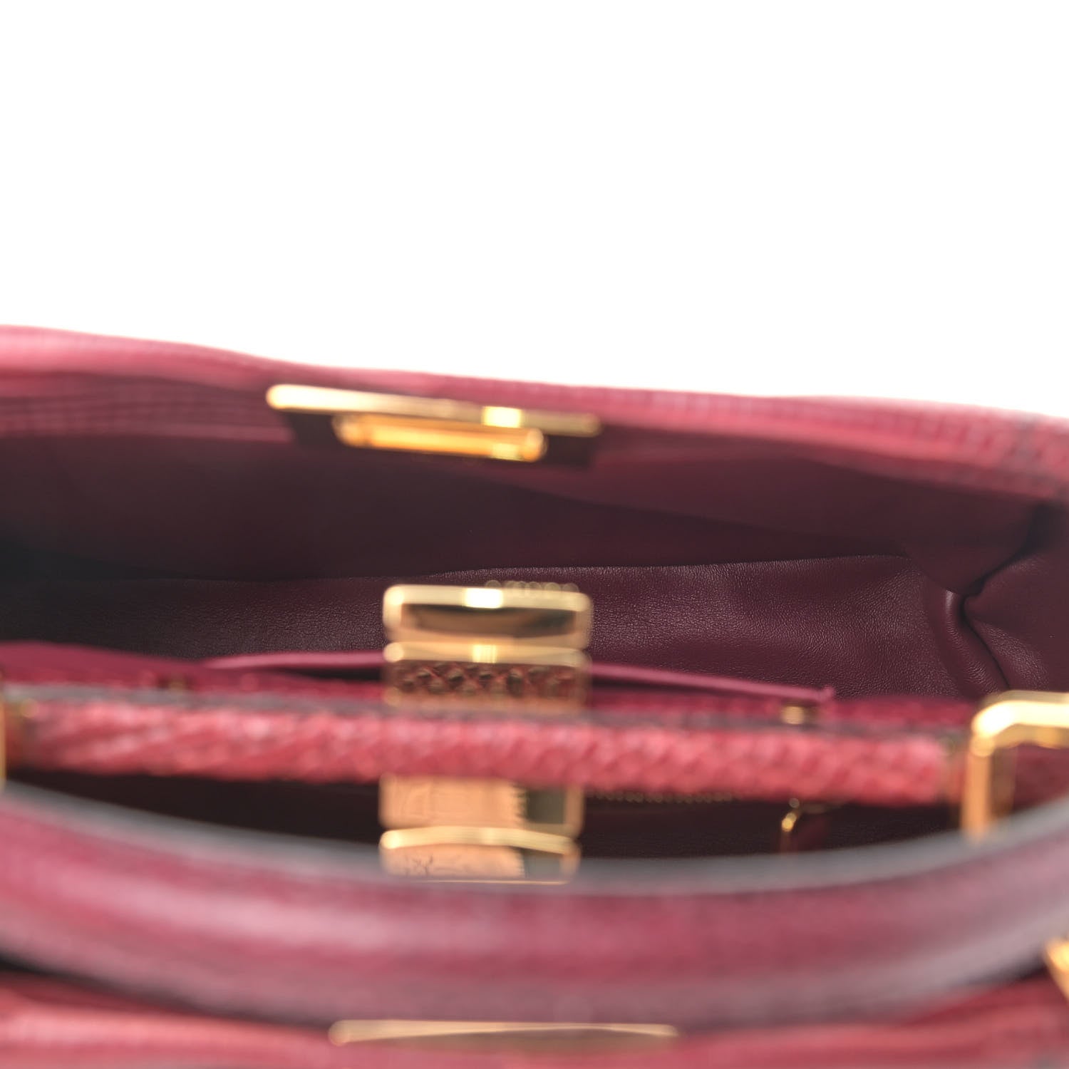 Fendi Lizard Togo Shiny Nappa Mini Peekaboo Iconic Satchel Barolo 5 of 8
