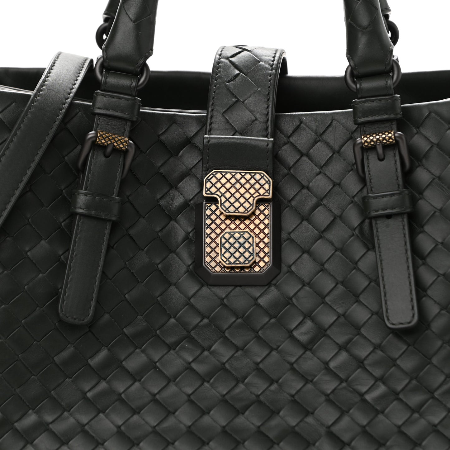 Nappa Intrecciato Small Roma Tote Dark Green