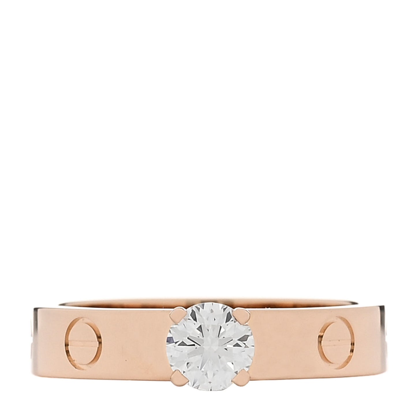 18K Pink Gold Diamond .41ct LOVE Solitaire Engagement Ring 53 6.5