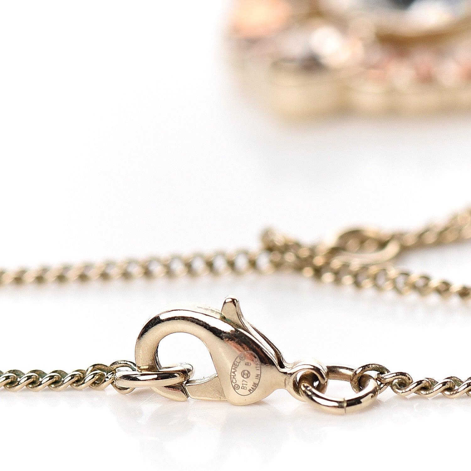 Chanel Crystal CC Medallion Necklace Light Gold 3 of 4