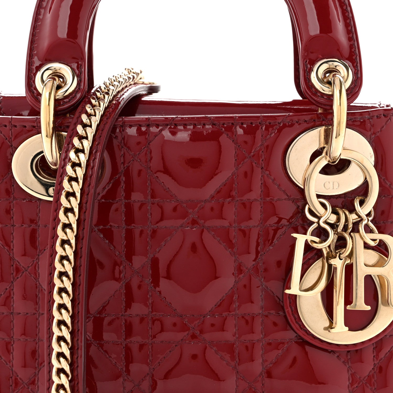 Christian Dior Patent Cannage Mini Lady Dior Red 7 of 12