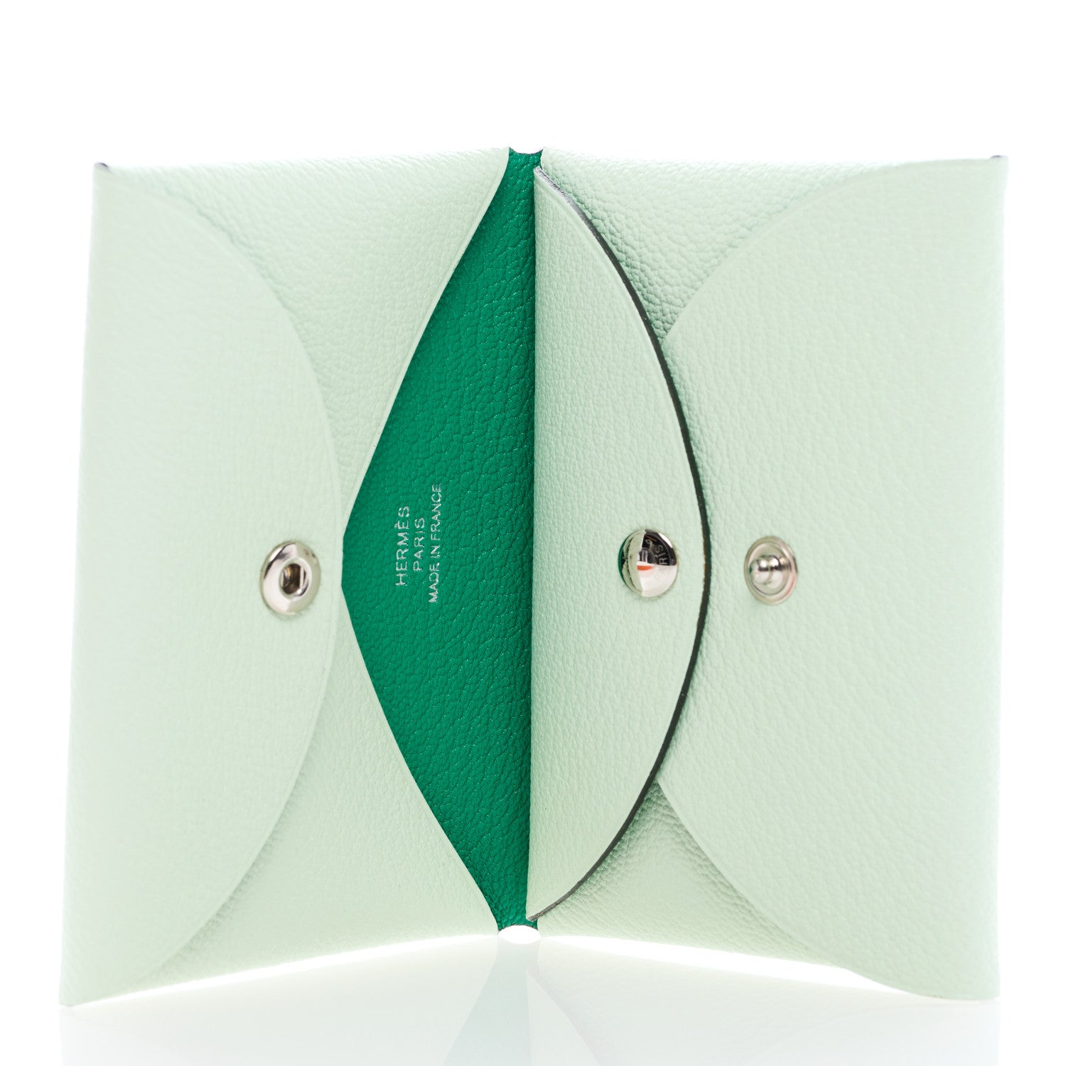 Hermes Chevre Mysore Verso Calvi Duo Card Case Vert Fizz Menthe 5 of 6