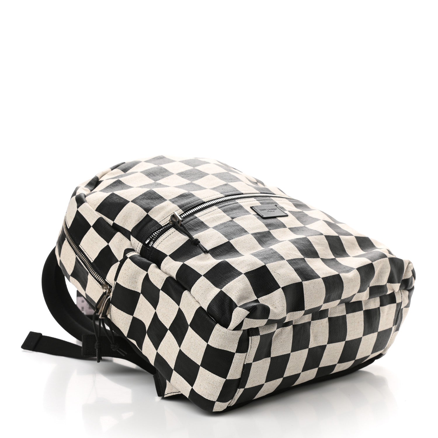 Saint Laurent Calfskin Checked Print Nuxx Backpack Black White 4 of 9