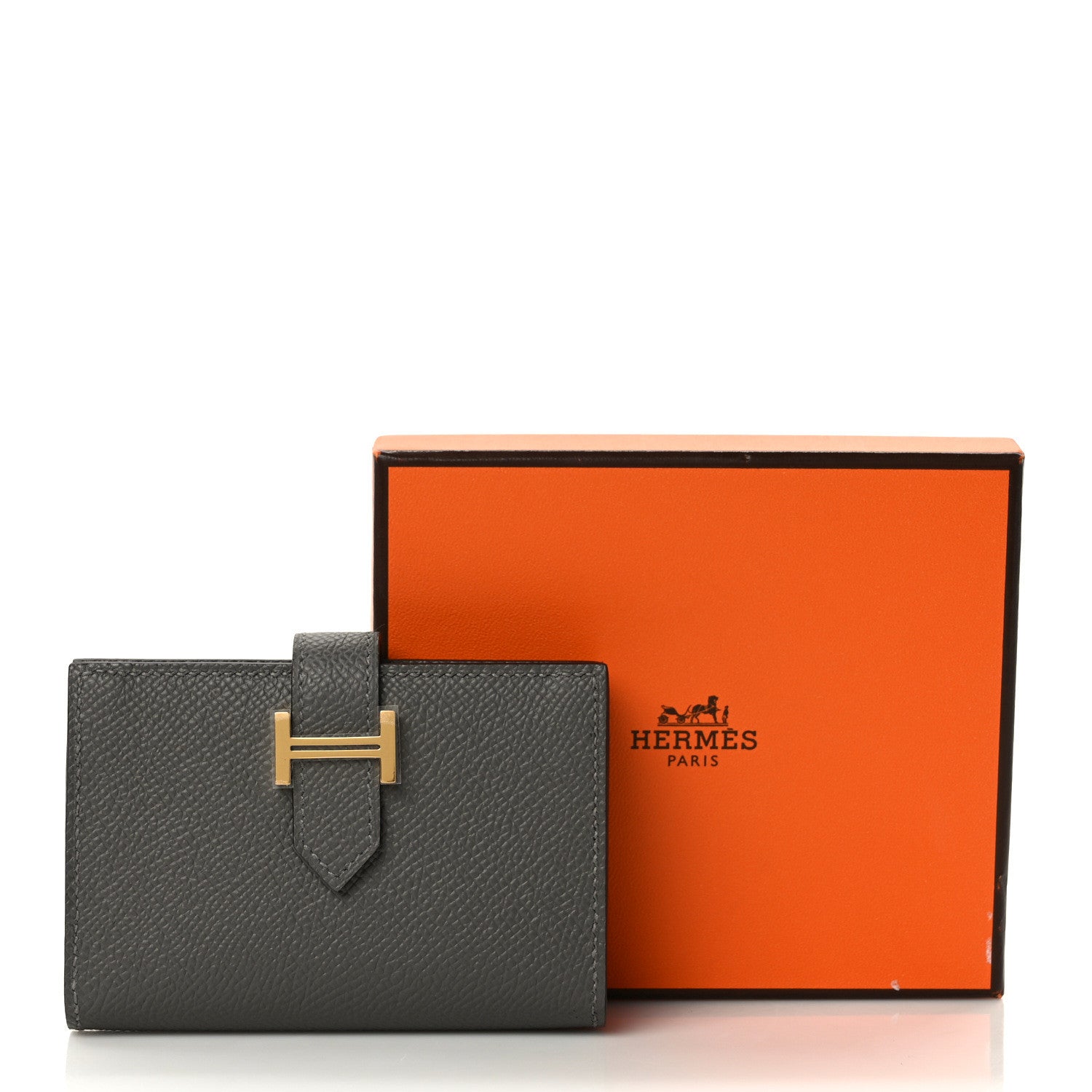 Hermes Epsom Bearn Card Holder Wallet Gris Meyer 8 of 8