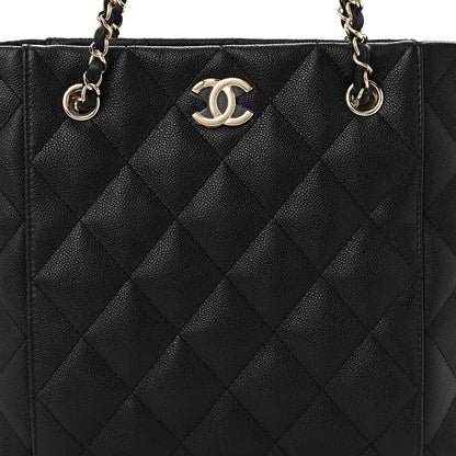 Chanel Caviar Quilted Small Shopping Tote Black 9 of 12