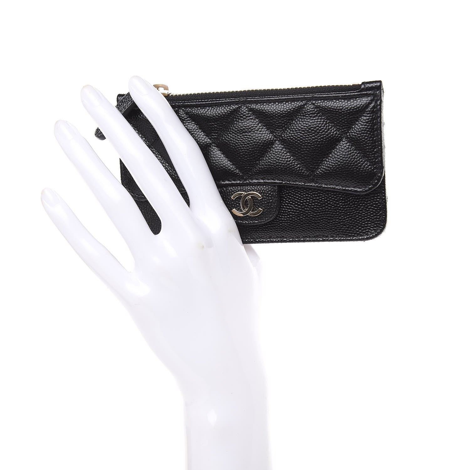 Chanel Caviar Quilted Flap Zip Card Holder Black 2 of 8
