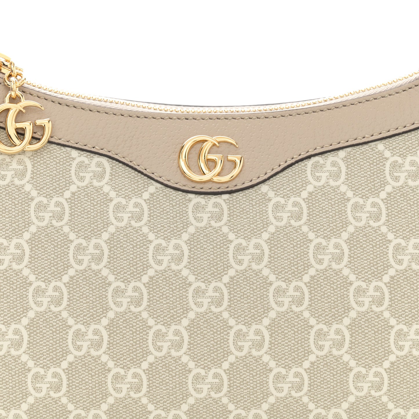 GG Supreme Monogram Textured Dollar Calfskin Web Small Ophidia GG Handbag Beige Mystic White Oatmeal