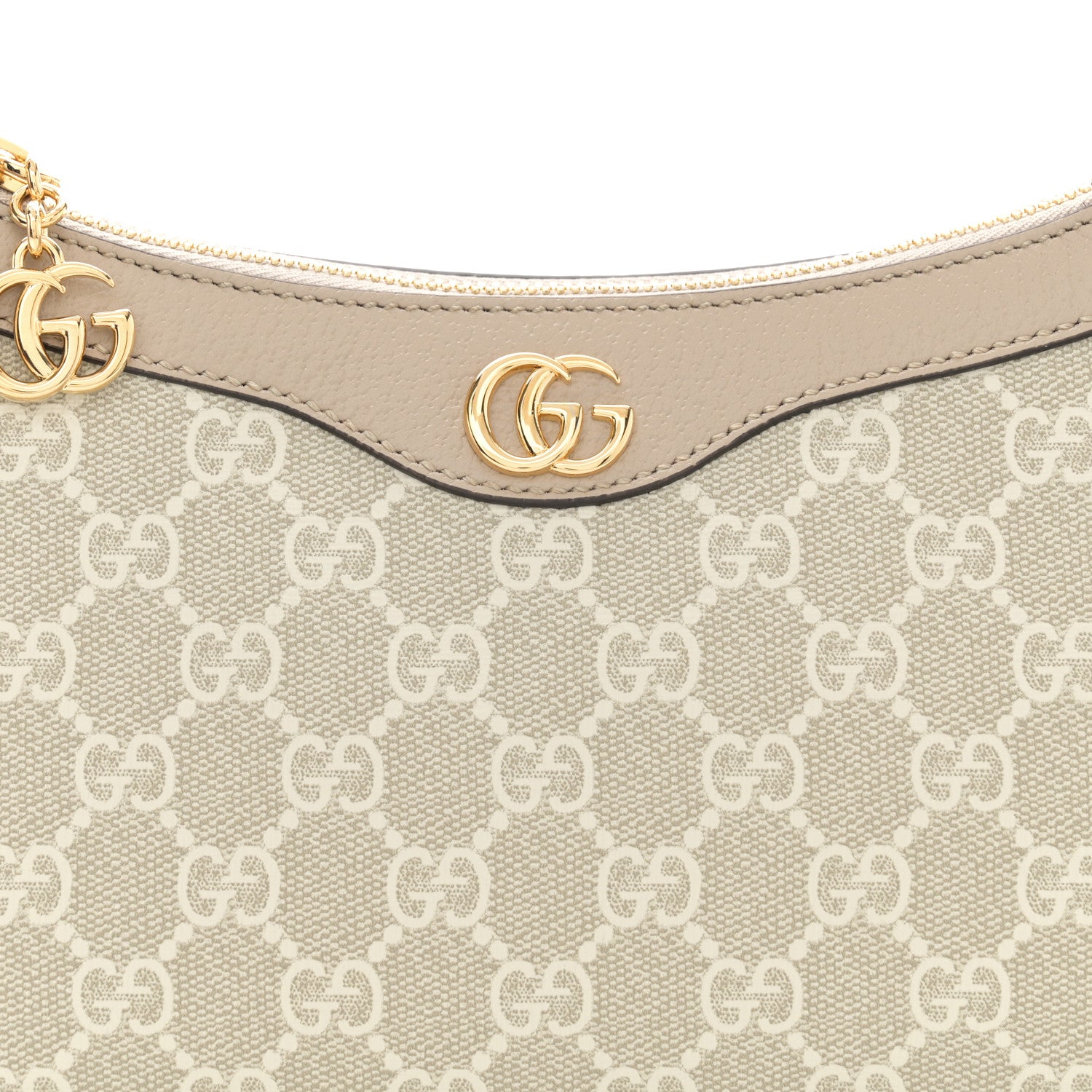 Gucci GG Supreme Monogram Textured Dollar Calfskin Web Small Ophidia GG Handbag Beige Mystic White Oatmeal 8 of 10