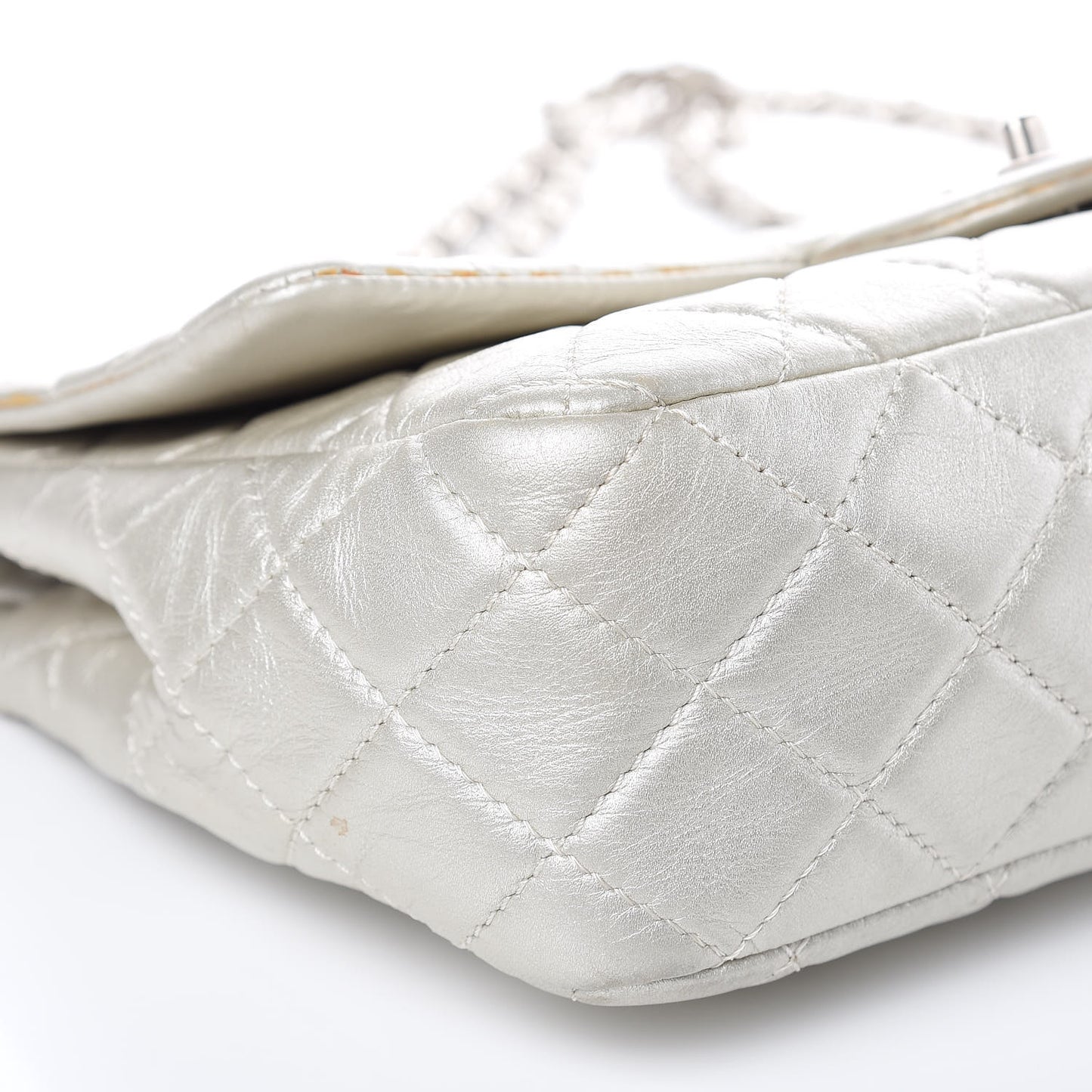 Metallic Lambskin Quilted Jumbo Single Flap Silver
