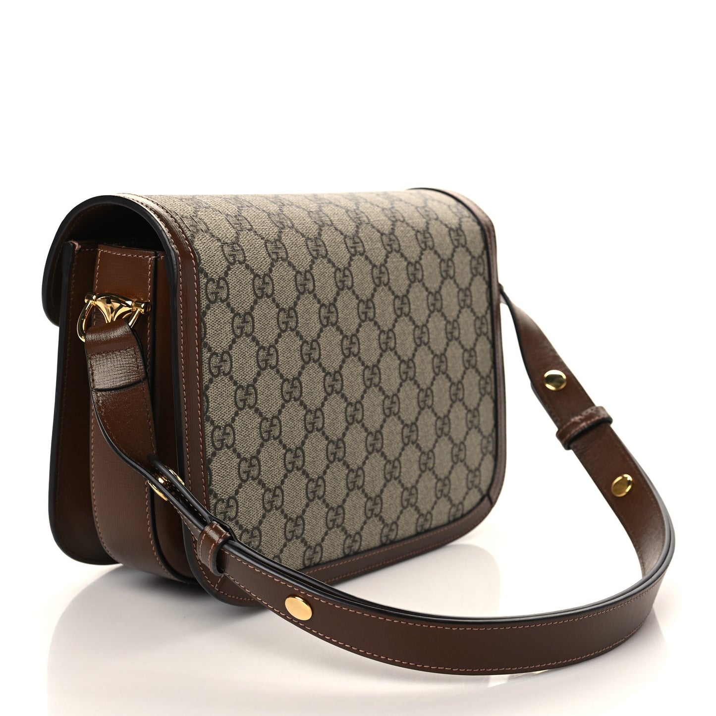 GG Supreme Monogram Horsebit 1955 Shoulder Bag Beige Brown Sugar