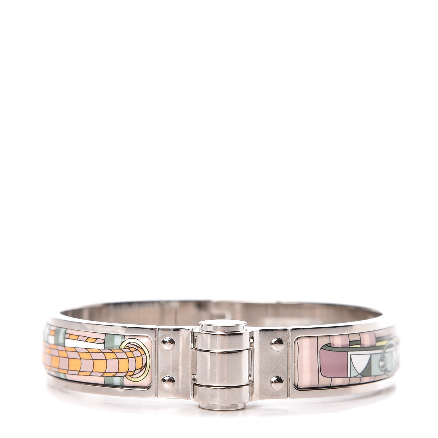 Hermes Enamel Printed Narrow Colliers De Chiens Hinged Bracelet S Candeur 1 of 4