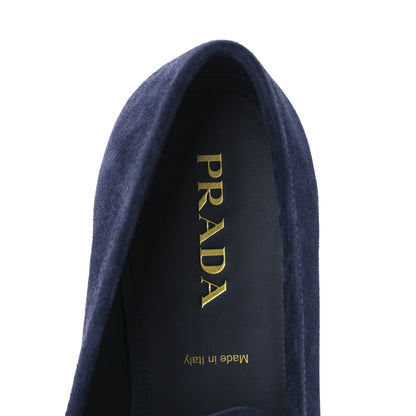 Prada Vitello Scamosciato Metal Triangle Logo Mens Loafers 10.5 Bleu 7 of 8