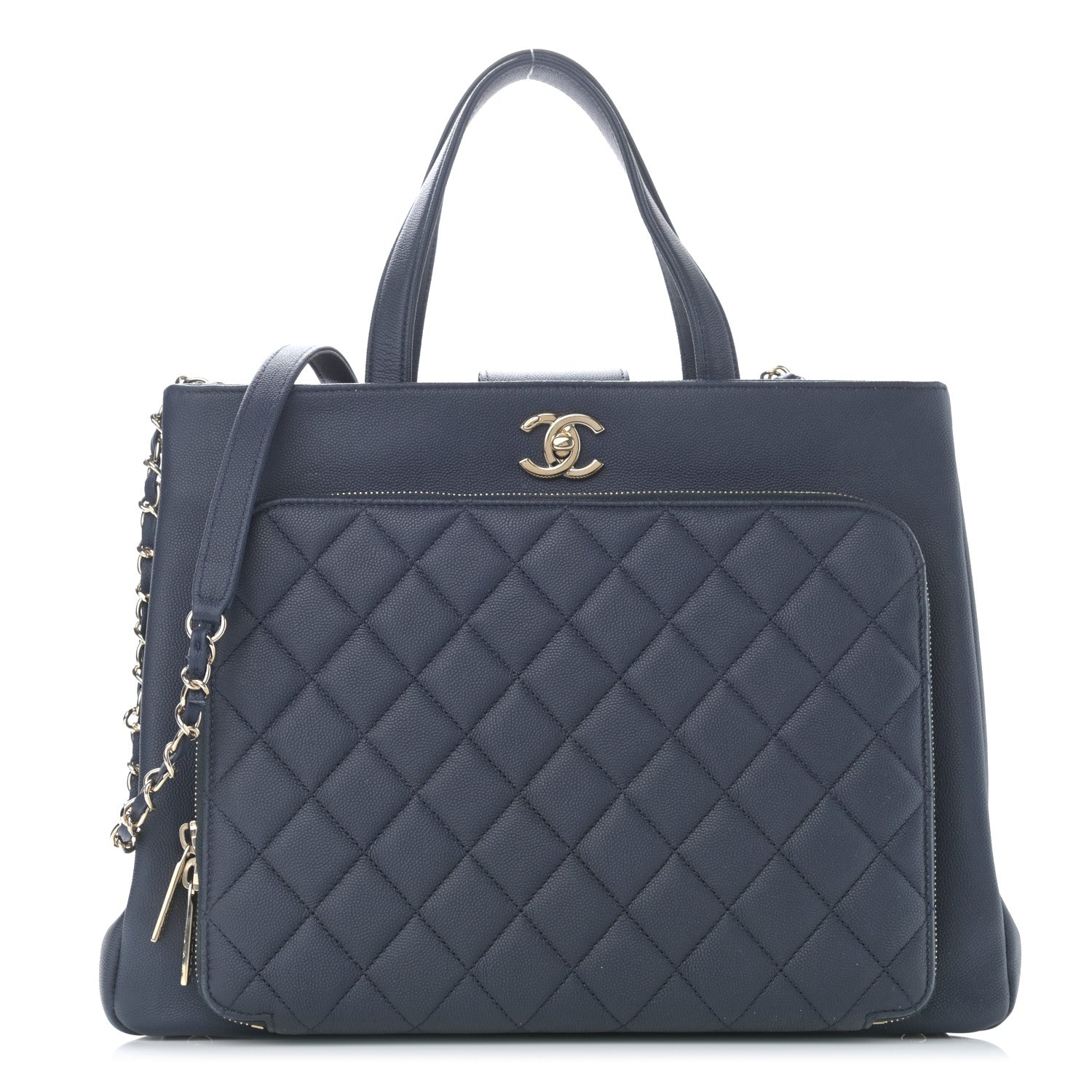 Chanel Caviar Quilted Large Business Affinity Shopping Bag Navy 1 of 14