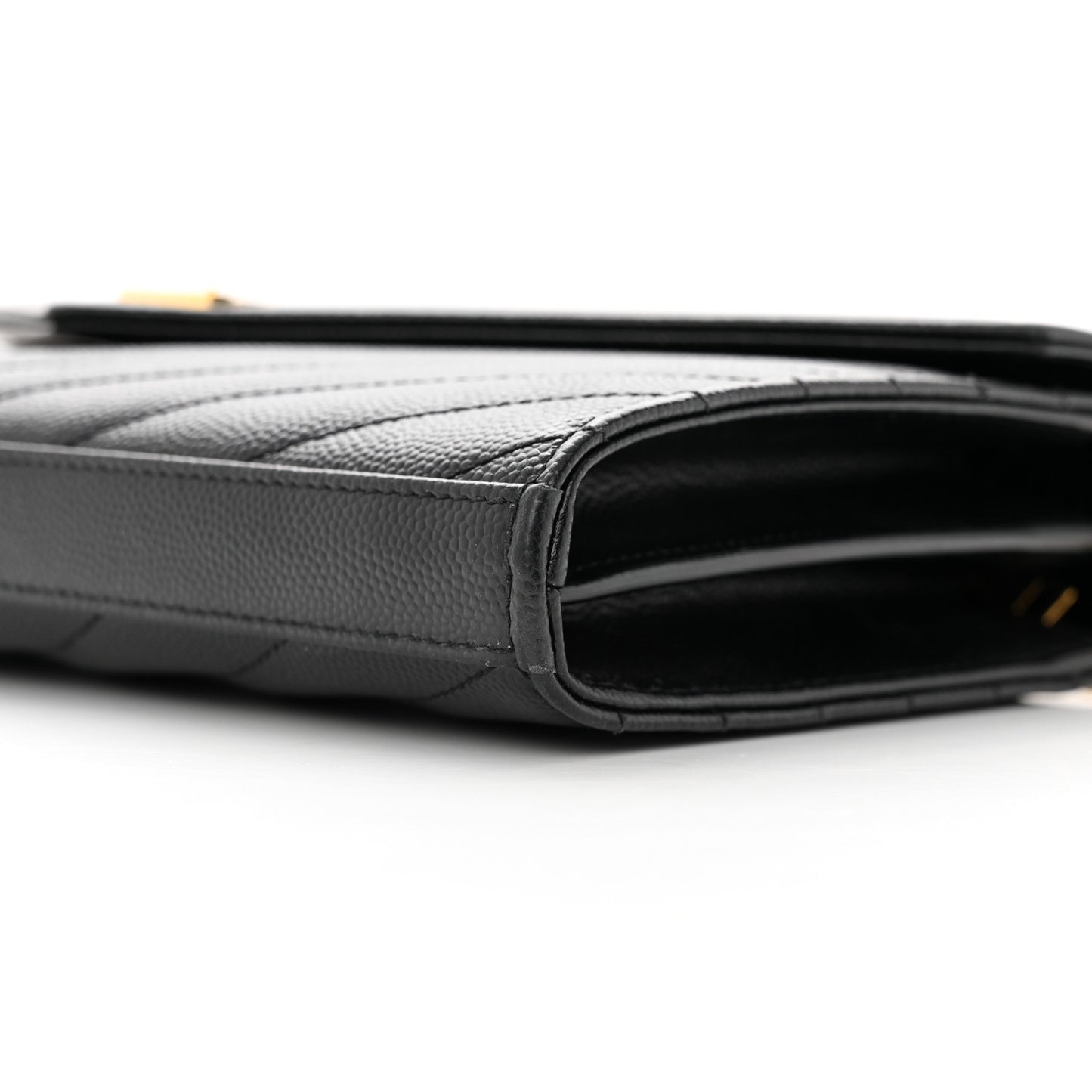 Grain De Poudre Matelasse Chevron Monogram Chain Wallet Black