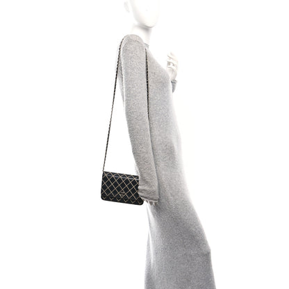 Chanel Calfskin Diamond Stitch Wallet On Chain WOC Black 2 of 11