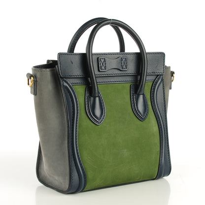 Celine Nubuck Smooth Calfskin Nano Tri-Color Luggage Green 4 of 10