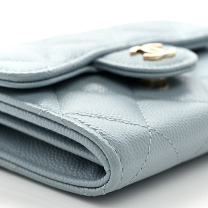 Chanel Caviar Quilted Flap Card Holder On Chain Light Blue 9 of 11